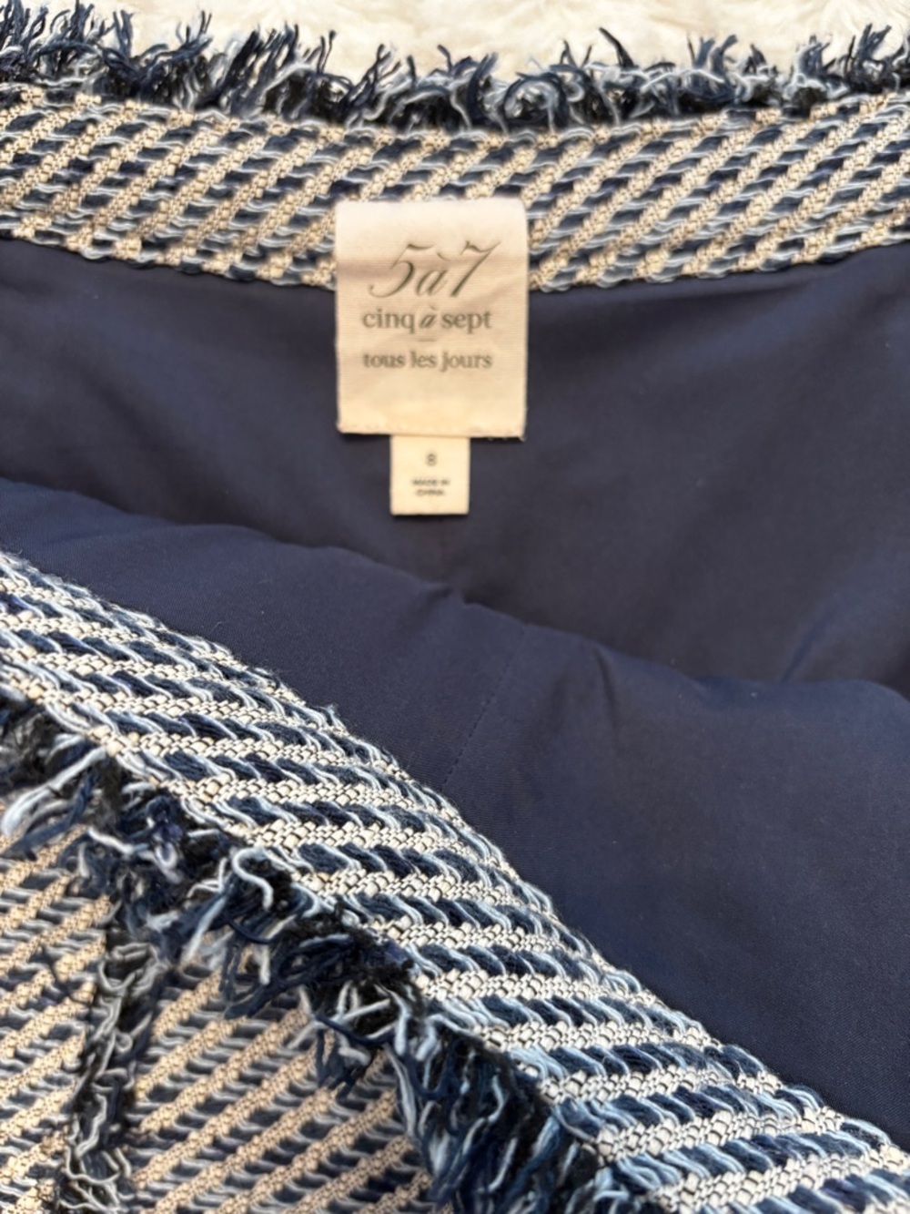 Fringed Hem Blue Tweed Women’s Shorts - Picture 3 of 3